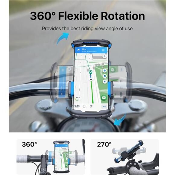 Bike Phone Mount [Bumpy Road Friendly, Super Durable] Motorcycle Handlebar - Picture 5 of 7